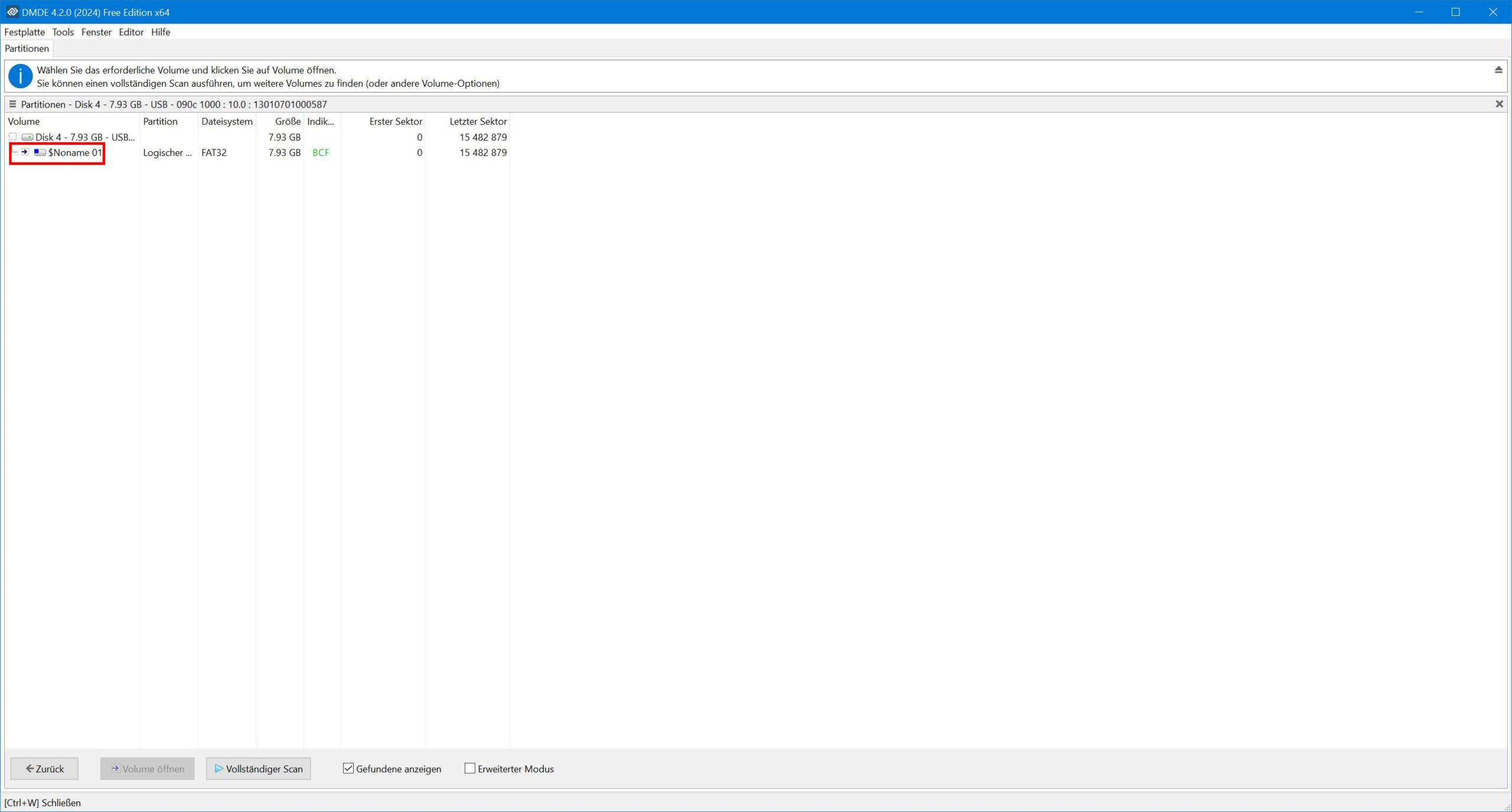 Daten vom USB-Stick wiederherstellen Freeware DMDE - Screenshot 5