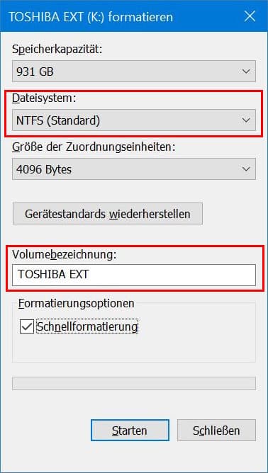 externe Festplatte formatieren Screenshot 4