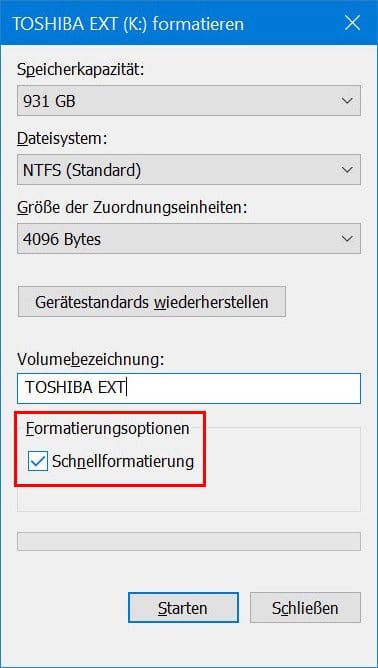 externe Festplatte formatieren Screenshot 5