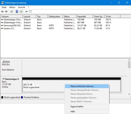 externe Festplatte initialisieren Screenshot 2