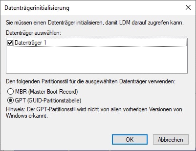 externe Festplatte initialisieren Screenshot 3