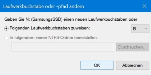externe Festplatte Laufwerksbuchstabe zuweisen Screenshot 3
