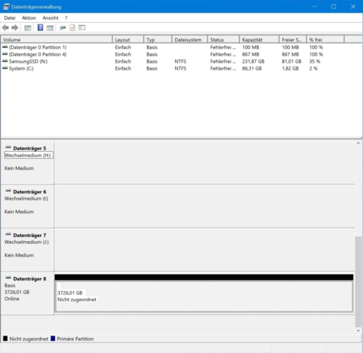 Festplatte initialisieren Datenträgerverwaltung Screenshot 5