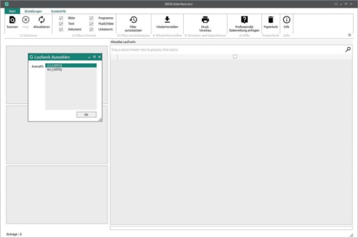 GRÜN Data Recovery Laufwerk wählen