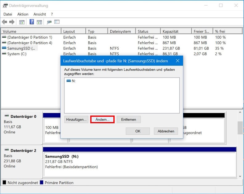 Laufwerksbuchstaben ändern Screenshot 5