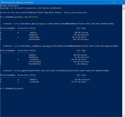 Laufwerksbuchstaben ändern Windows PowerShell Screenshot 2