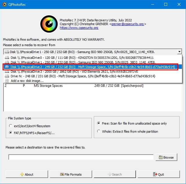 QPhotoRec Screenshot 5