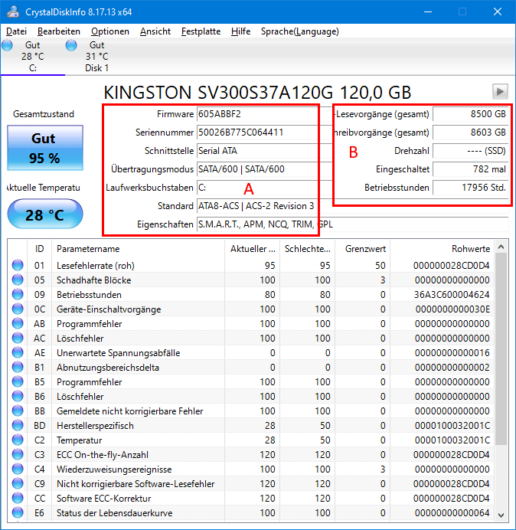 CrystalDiskInfo für Fortgeschrittene - Screenshot