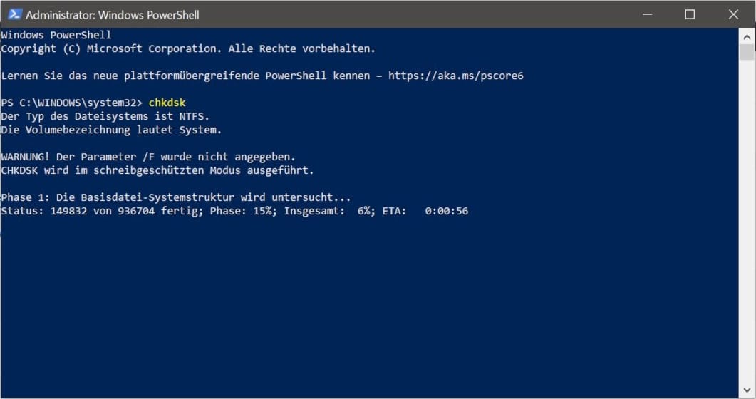SD-Karte reparieren - Screenshot CheckDisk