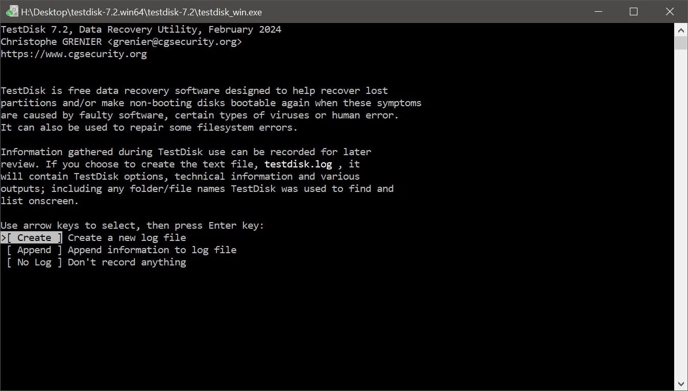 SD-Karte reparieren - Screenshot TestDisk