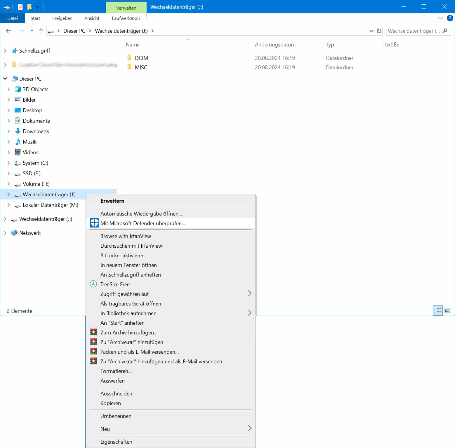 SD-Karte wird nicht erkannt - Virenprüfung - Screenshot