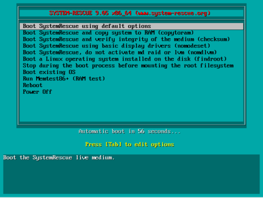 SystemRescue Screenshot 1