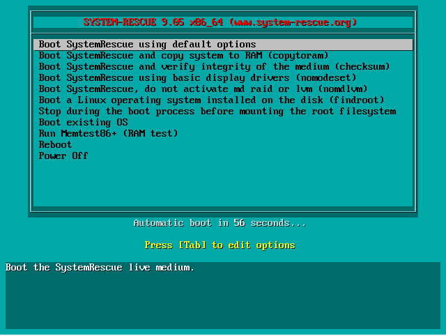SystemRescue Screenshot 1