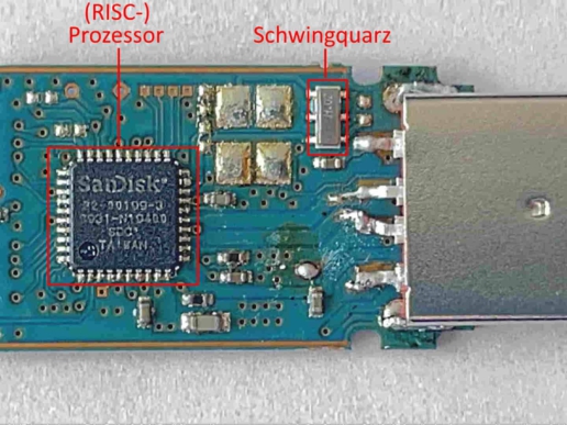 Zweite Seite geöffneter USB Stick