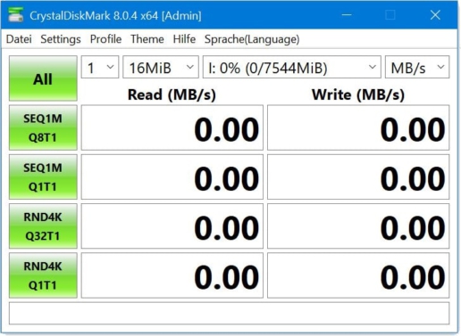 USB-Stick testen CrystalDiskMark Screenshot 1