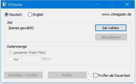USB-Stick testen H2testw Screenshot 1