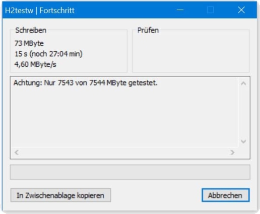 USB-Stick testen H2testw Screenshot 5